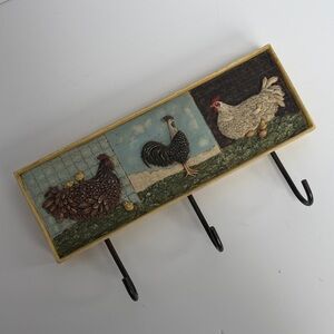 WARREN KIMBLE HEN-FEATHERS Rooster and Hens Wall Hooks
